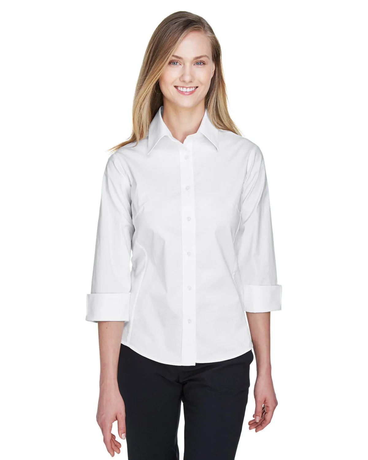 Devon & Jones Ladies' Perfect Fit™ 3/4-Sleeve Stretch Poplin Blouse