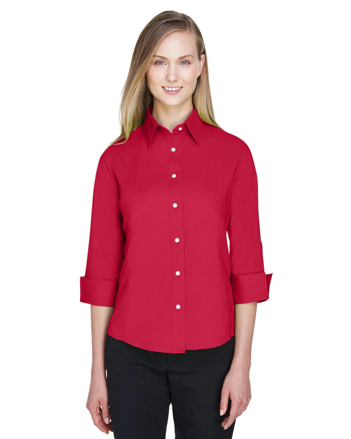 Devon & Jones Ladies' Perfect Fit™ 3/4-Sleeve Stretch Poplin Blouse