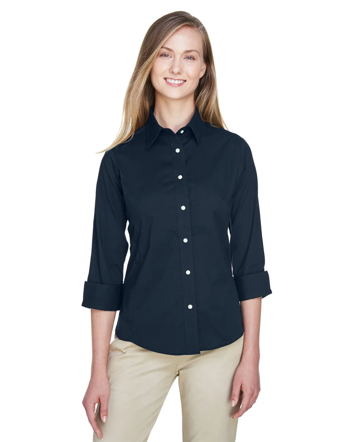 Devon & Jones Ladies' Perfect Fit™ 3/4-Sleeve Stretch Poplin Blouse