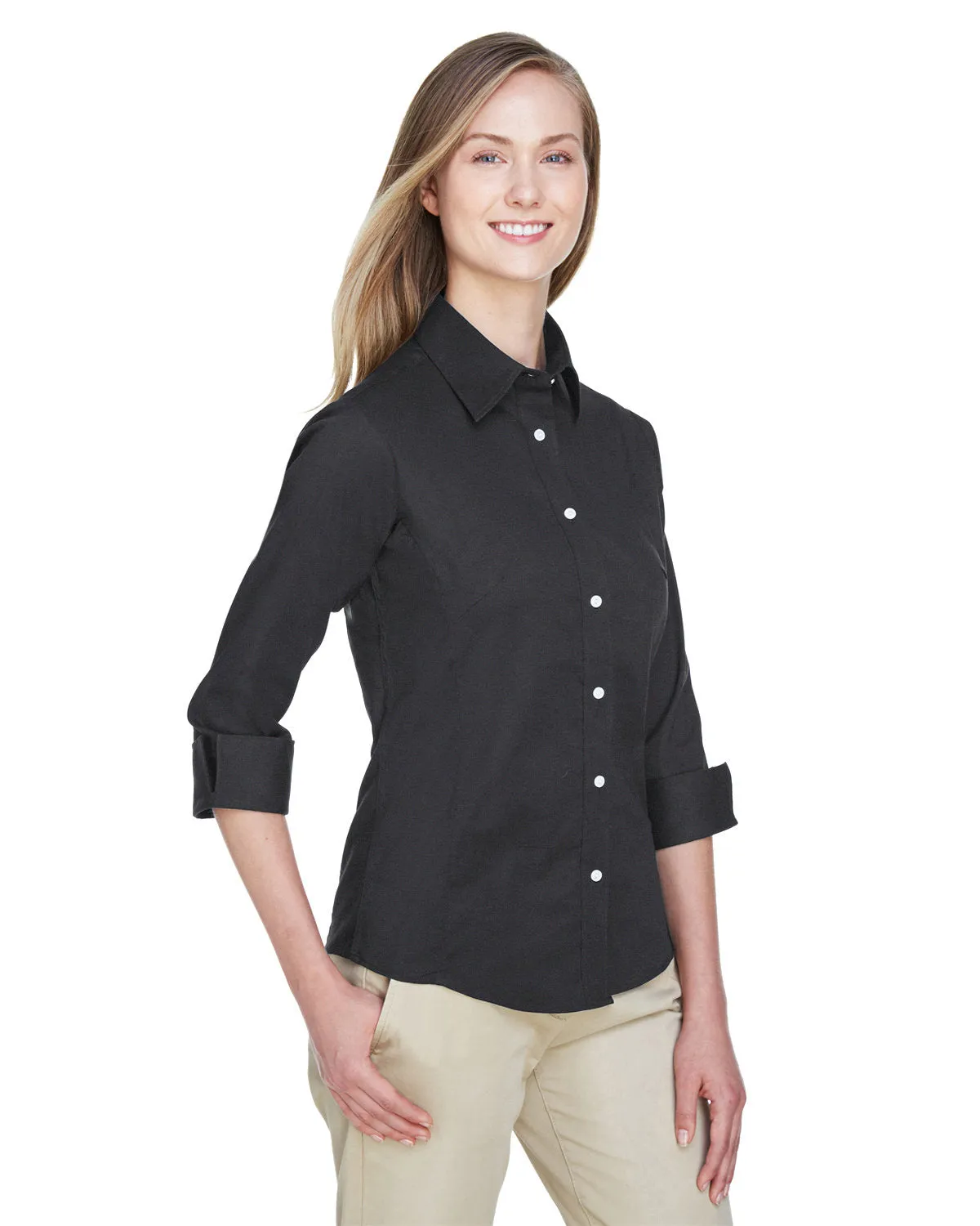 Devon & Jones Ladies' Perfect Fit™ 3/4-Sleeve Stretch Poplin Blouse