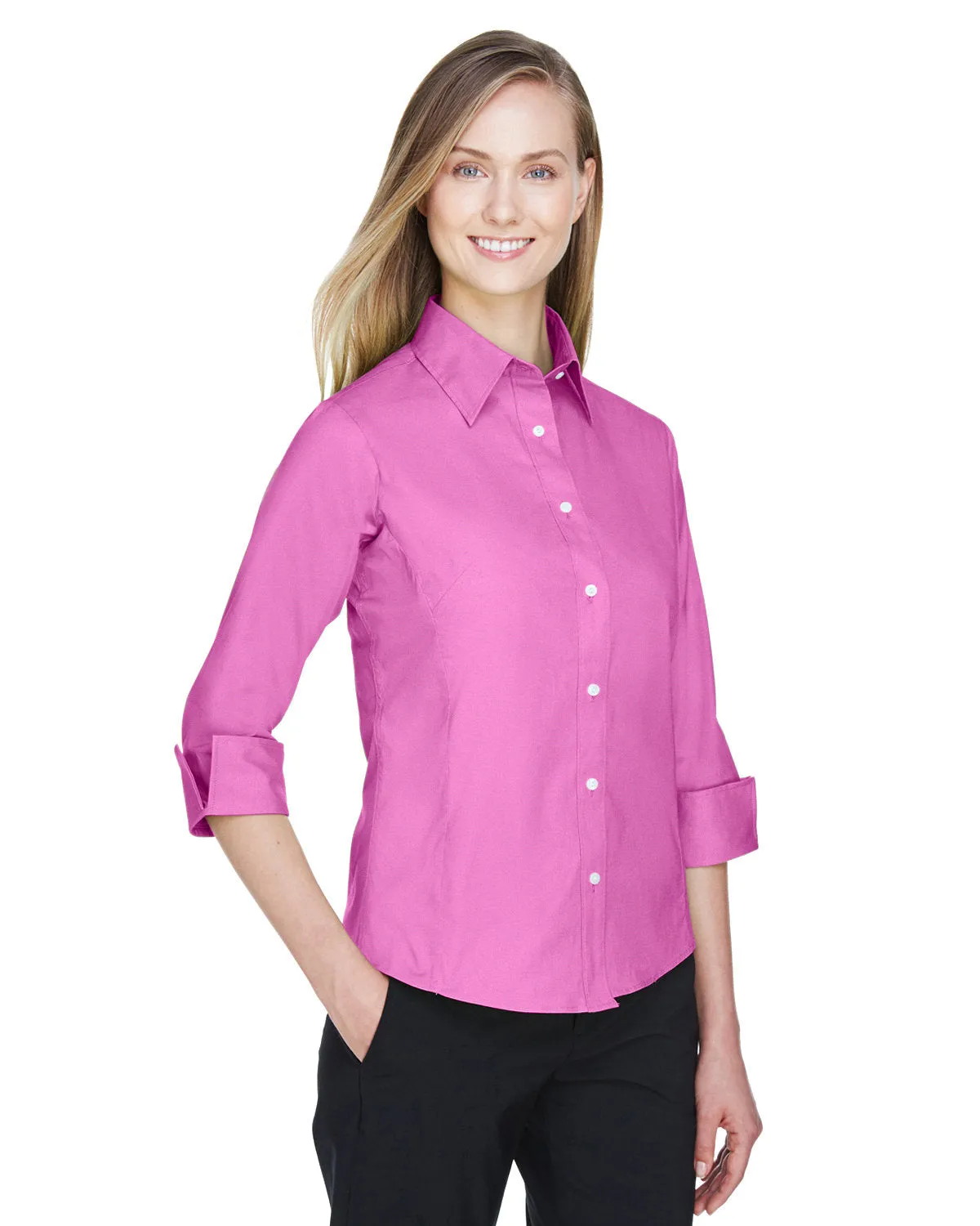 Devon & Jones Ladies' Perfect Fit™ 3/4-Sleeve Stretch Poplin Blouse