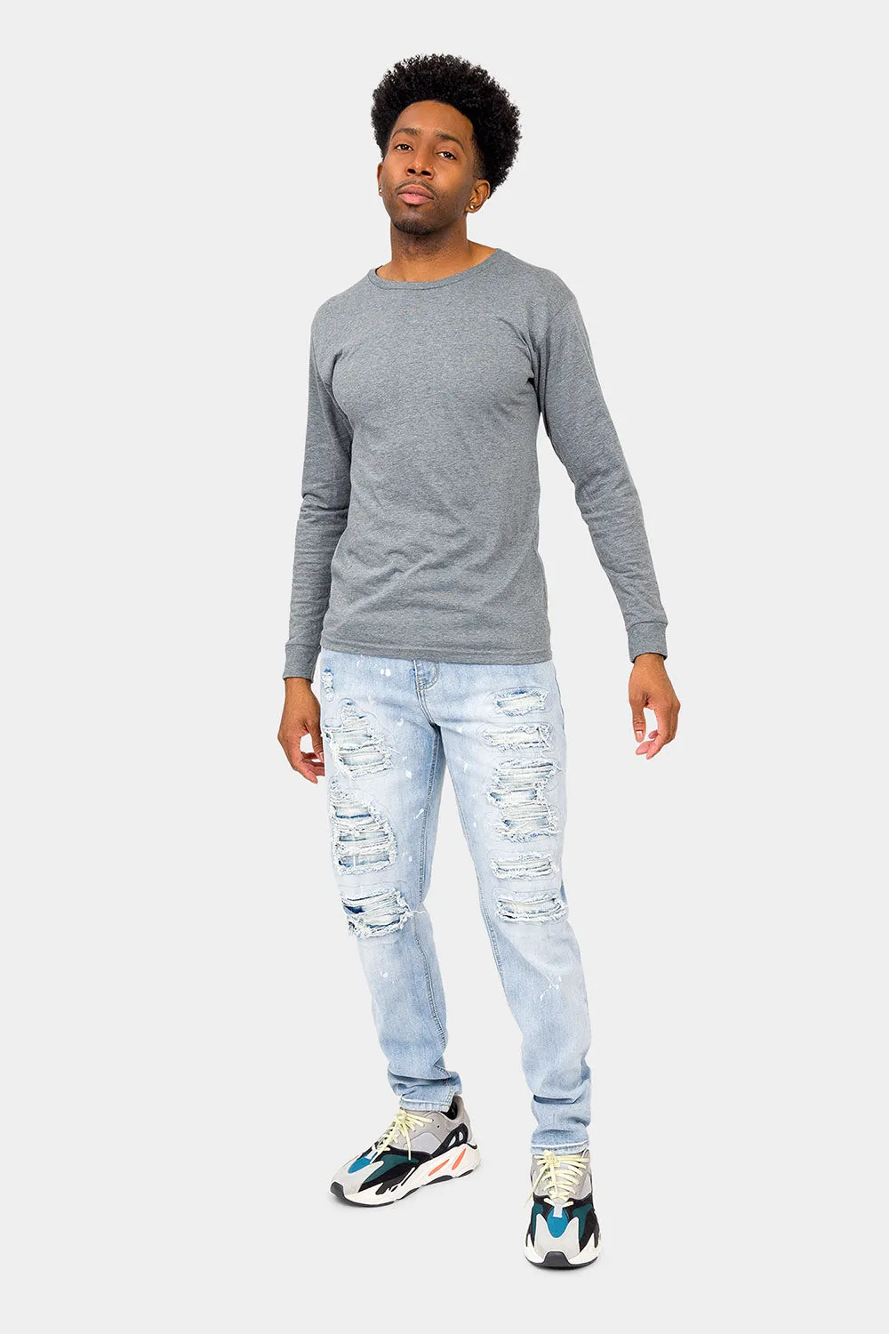 Distressed Paint Splattered Faded Jeans