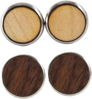 DOITOOL Elegant Wooden Cufflinks Set Round Cufflinks Fabric Cover Button Pins Fit for Shirts