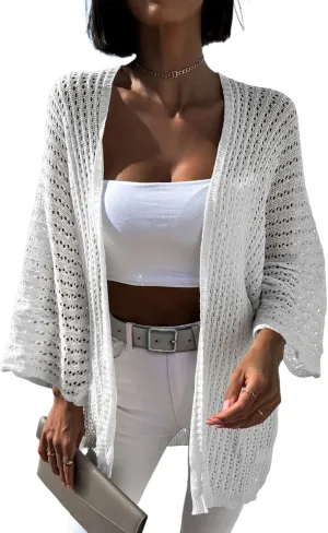 Dokotoo Lightweight Cardigan Oversized Loose 2025 Vacation Spring Summer Cardigan Trendy Beach Crochet Sweaters