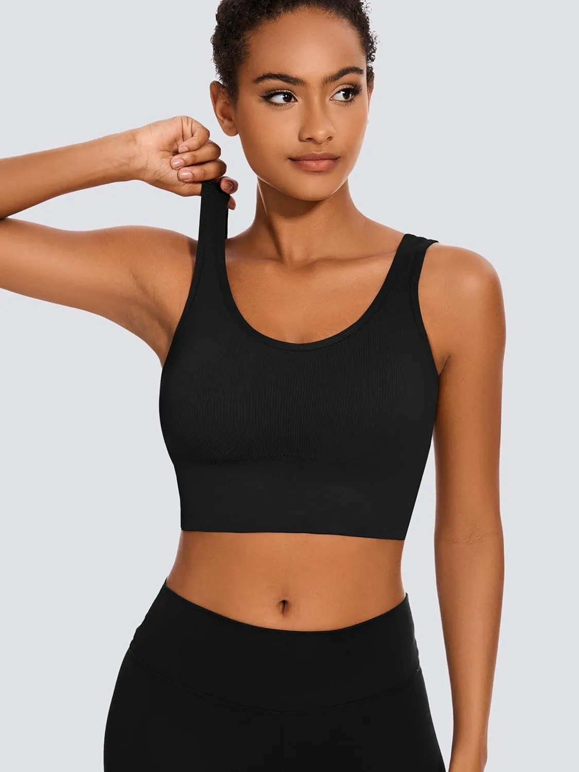 Dreamcountry Women's Slim Fit Ribbed Tank Top, Seamless Removable Padded Bralettes Yoga Crop Tank Tops Bras for Women