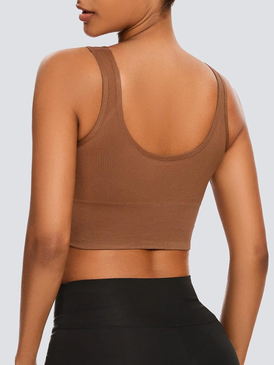 Dreamcountry Women's Slim Fit Ribbed Tank Top, Seamless Removable Padded Bralettes Yoga Crop Tank Tops Bras for Women