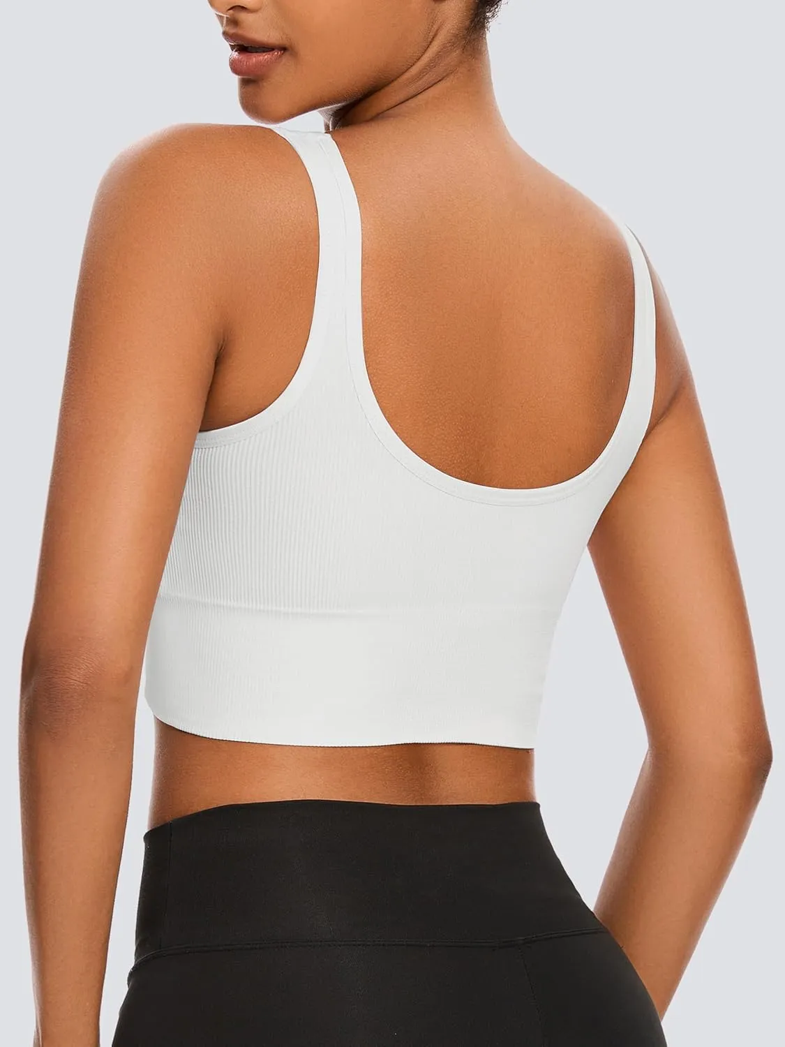 Dreamcountry Women's Slim Fit Ribbed Tank Top, Seamless Removable Padded Bralettes Yoga Crop Tank Tops Bras for Women