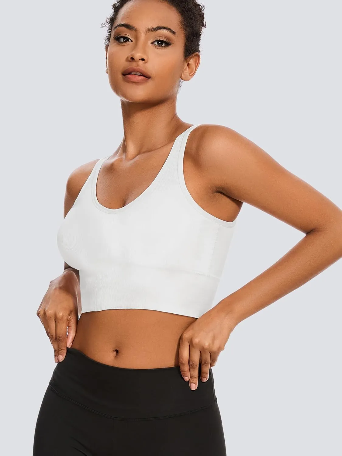 Dreamcountry Women's Slim Fit Ribbed Tank Top, Seamless Removable Padded Bralettes Yoga Crop Tank Tops Bras for Women