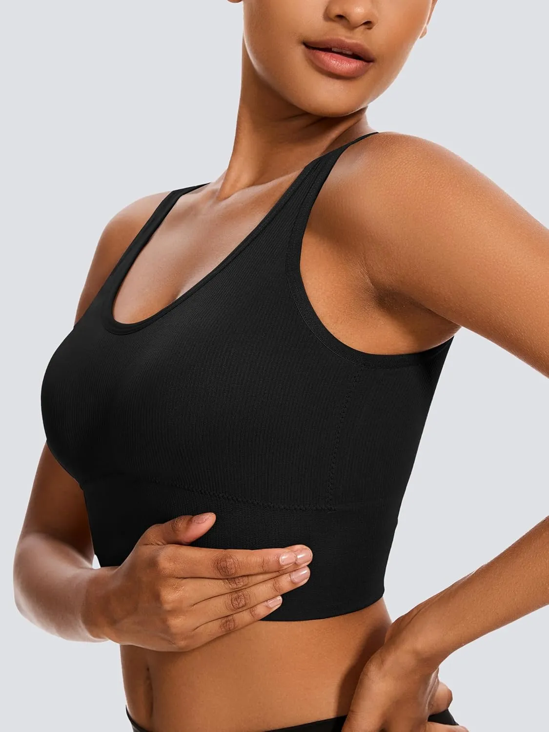 Dreamcountry Women's Slim Fit Ribbed Tank Top, Seamless Removable Padded Bralettes Yoga Crop Tank Tops Bras for Women