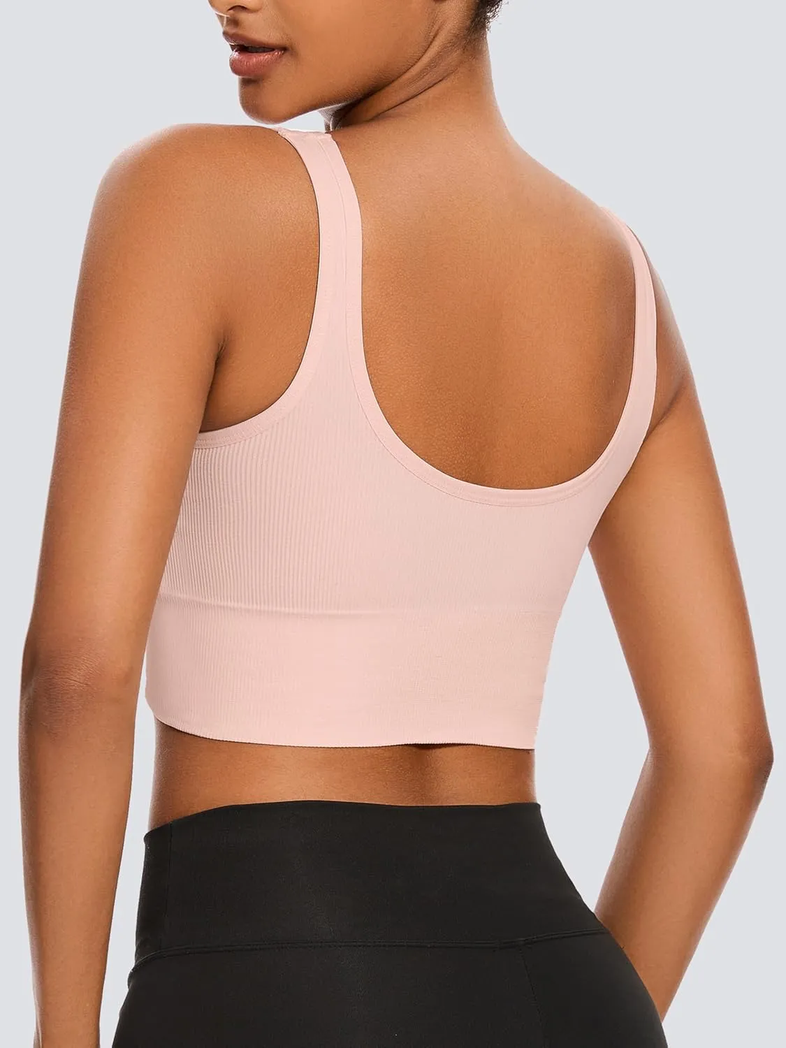 Dreamcountry Women's Slim Fit Ribbed Tank Top, Seamless Removable Padded Bralettes Yoga Crop Tank Tops Bras for Women