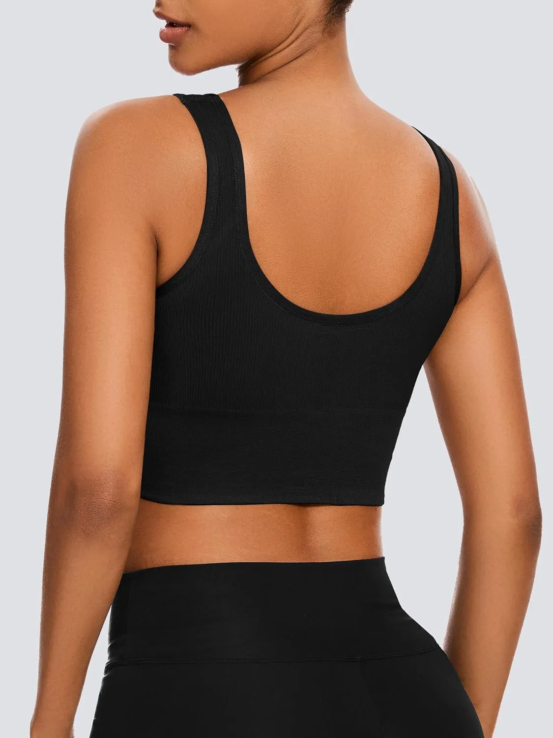 Dreamcountry Women's Slim Fit Ribbed Tank Top, Seamless Removable Padded Bralettes Yoga Crop Tank Tops Bras for Women