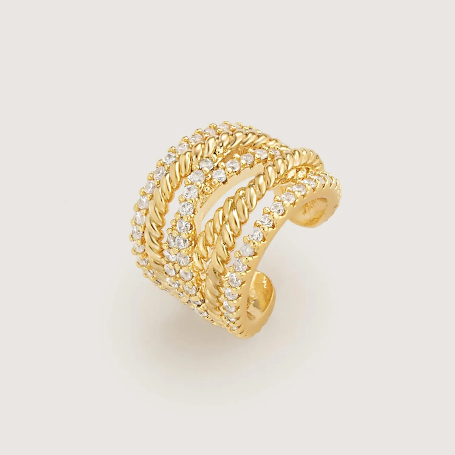 Ear Cuff Earrings for Women 14K Gold Plated Cubic Zirconia Sparkling Trendy Huggie Ear Cuffs Non Piercing | Clip On Cartilage | Single