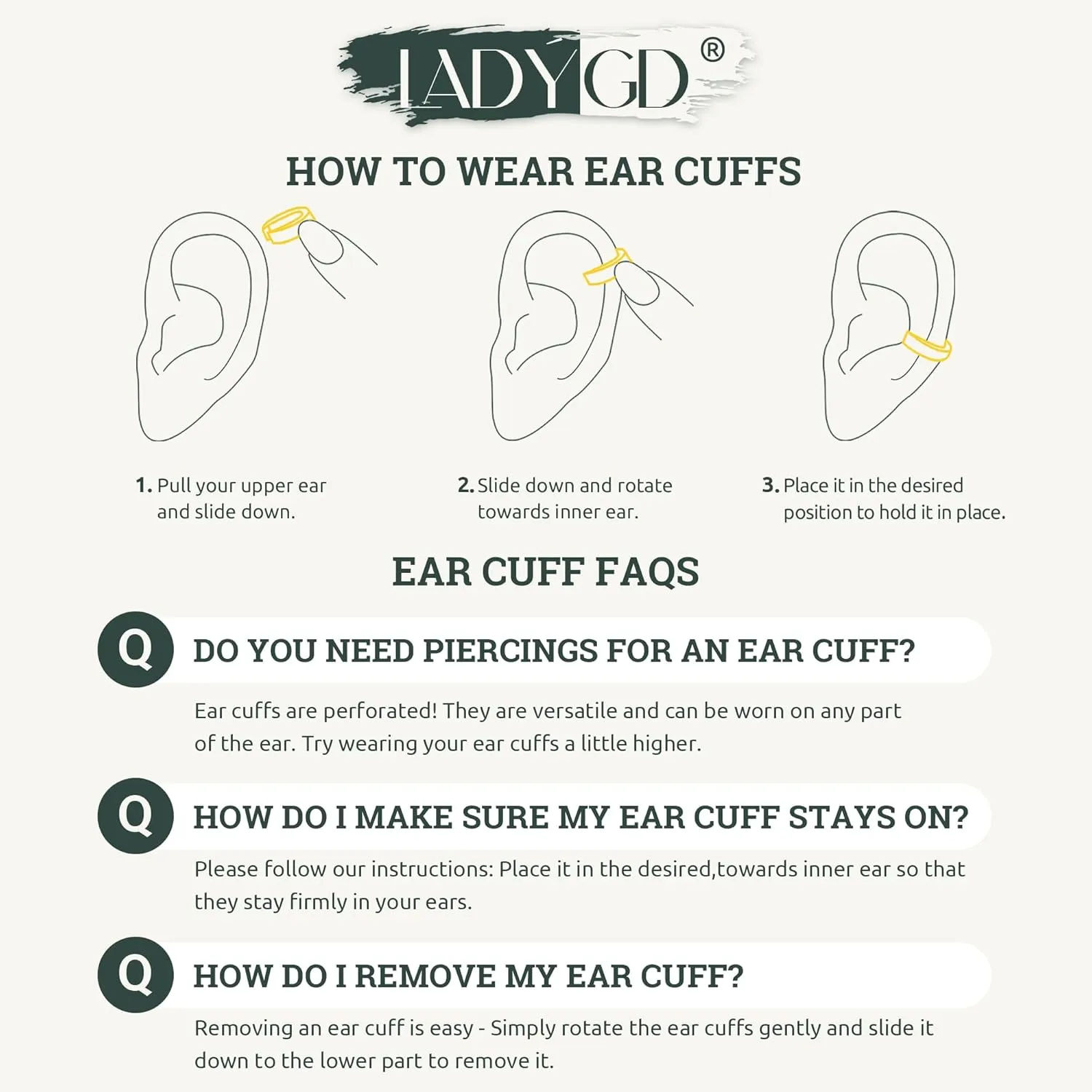 Ear Cuff Earrings for Women 14K Gold Plated Cubic Zirconia Sparkling Trendy Huggie Ear Cuffs Non Piercing | Clip On Cartilage | Single