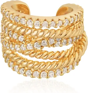 Ear Cuff Earrings for Women 14K Gold Plated Cubic Zirconia Sparkling Trendy Huggie Ear Cuffs Non Piercing | Clip On Cartilage | Single