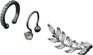 Ear Cuff Earrings for Women Ear Cuff No Pierced Earrings Leaf Ear Cuff Adjustable Sparkling Circle Ear Clip CZ Styles for Daughter Fake Earrings for Girls Birthday Valentine's Day Gifts