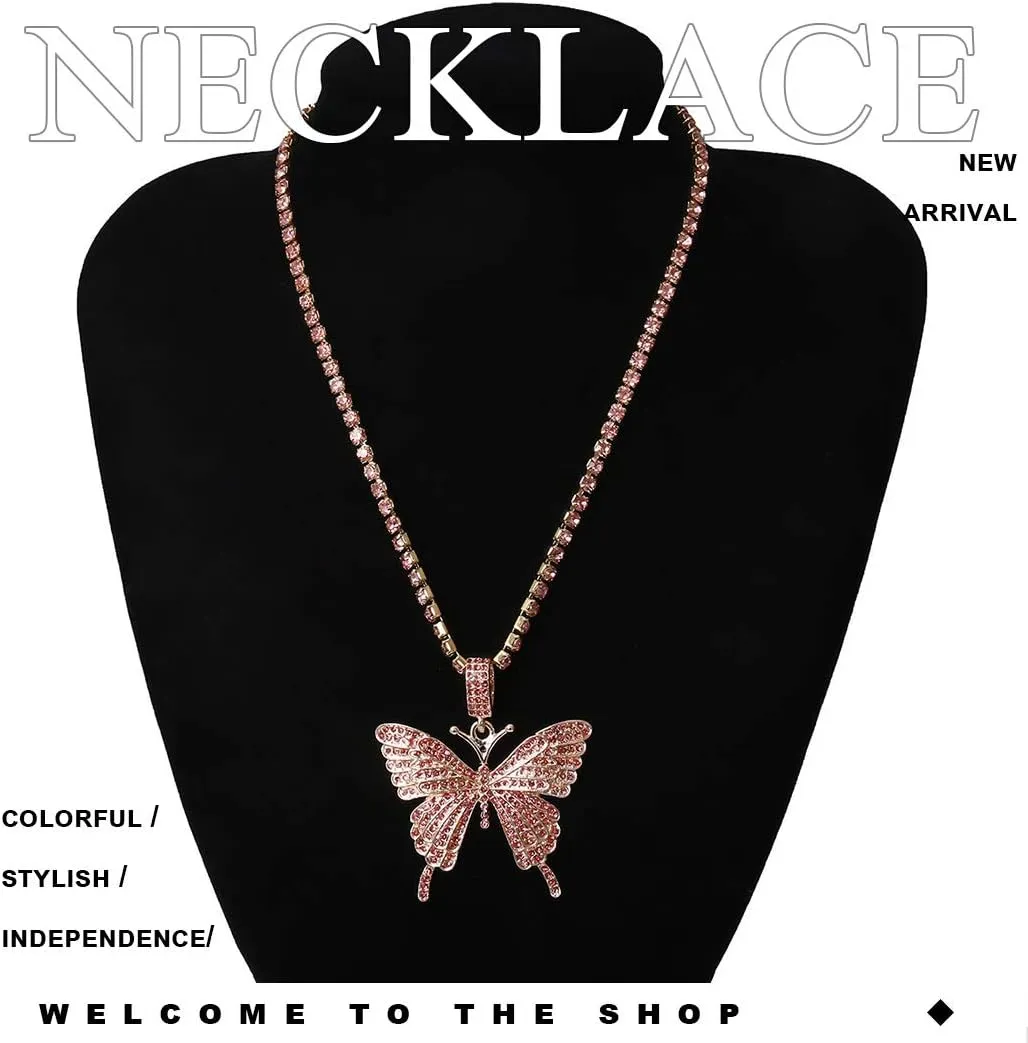 EARENT Butterfly Choker Necklace Bling Big Rhinestone Neck Jewelry for Women
