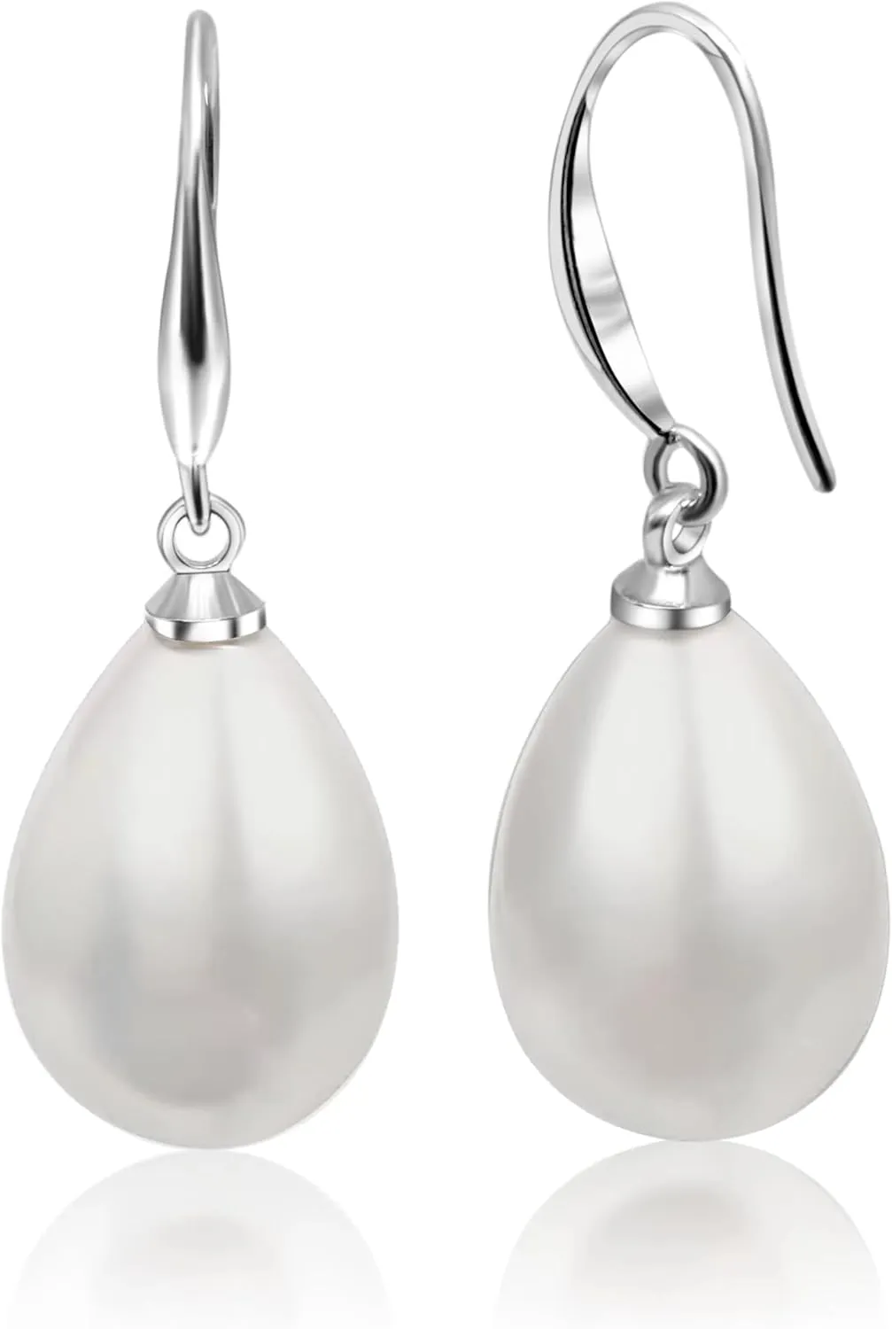 Elegant Teardrop Pearl Earrings for Women - Silver or Gold Plated, Synthetic Pearl - Perfect Bridal Earrings