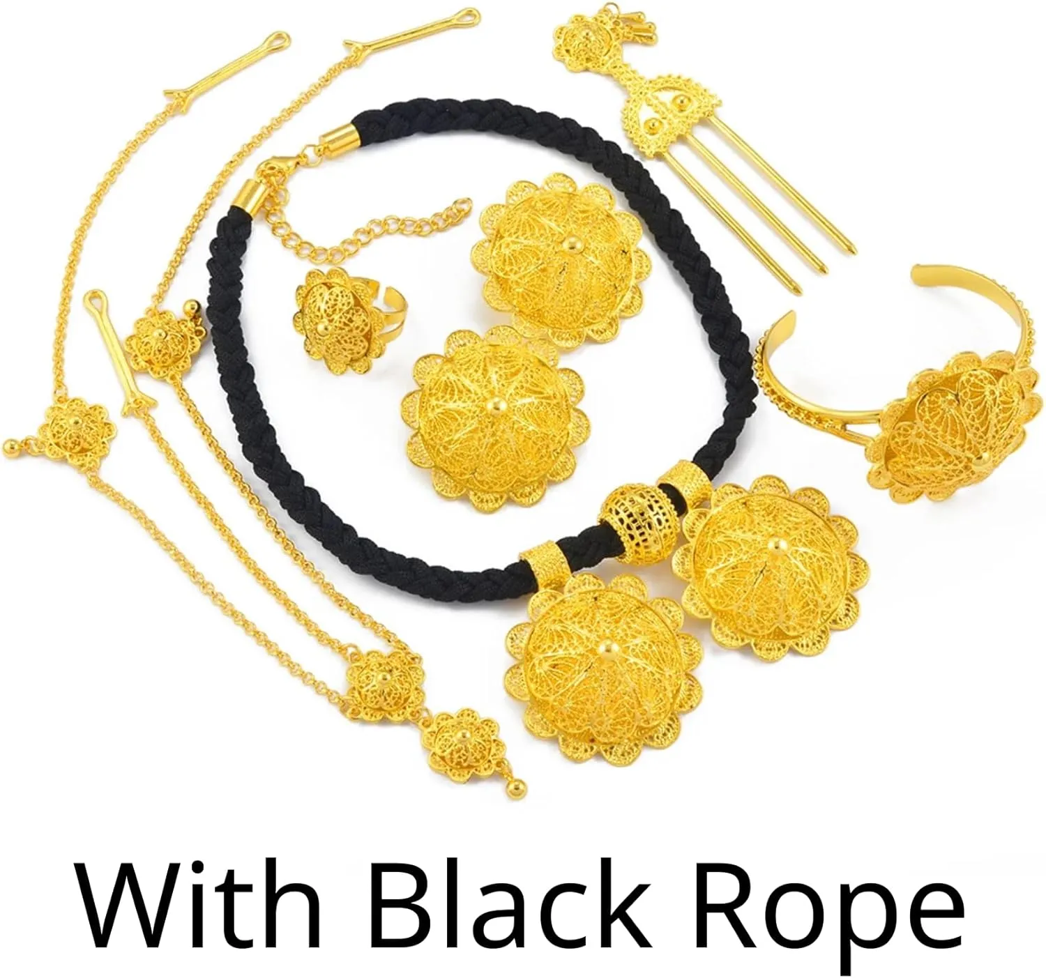 Ethiopian Jewelry for Women Set, Eritrean Jewelry Sets, Ethiopian Jewelry Sets Necklaces Earrings Rings Bracelets Hairpins Head Chains African Eritrean Wedding Gifts
