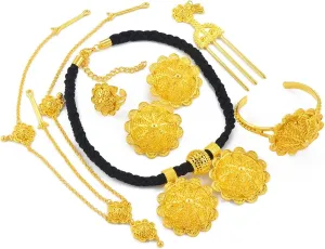 Ethiopian Jewelry for Women Set, Eritrean Jewelry Sets, Ethiopian Jewelry Sets Necklaces Earrings Rings Bracelets Hairpins Head Chains African Eritrean Wedding Gifts