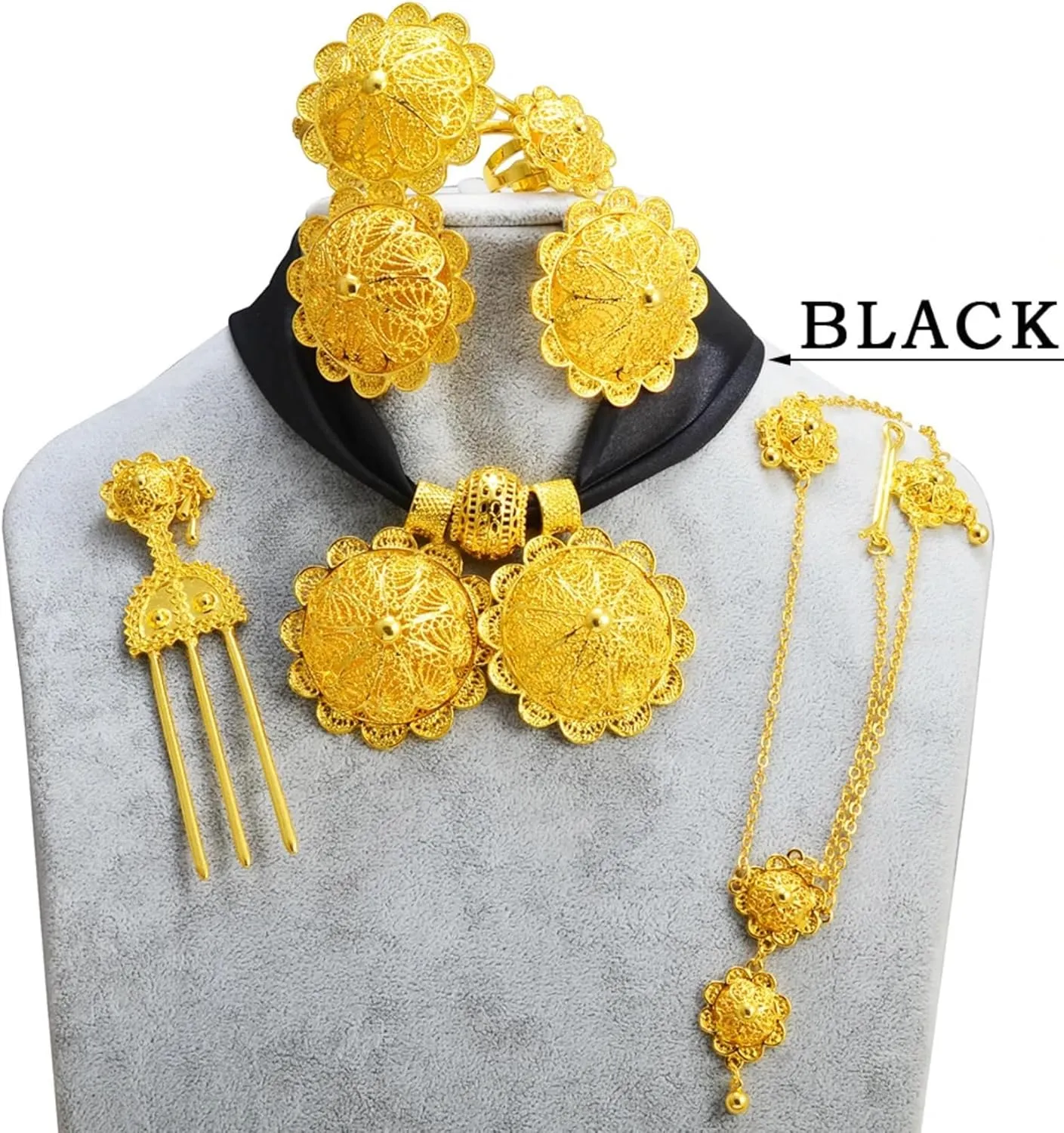 Ethiopian Jewelry for Women Set, Eritrean Jewelry Sets, Ethiopian Jewelry Sets Necklaces Earrings Rings Bracelets Hairpins Head Chains African Eritrean Wedding Gifts