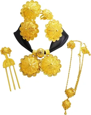 Ethiopian Jewelry for Women Set, Eritrean Jewelry Sets, Ethiopian Jewelry Sets Necklaces Earrings Rings Bracelets Hairpins Head Chains African Eritrean Wedding Gifts