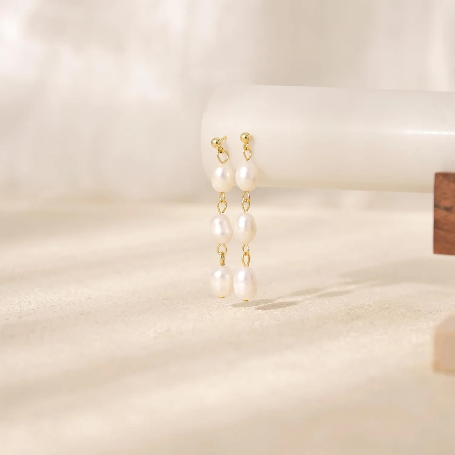 Ewrkbr Pearl Earrings for Women,Dainty 14k Gold Plated Pearl Drop Earrings Cute Gold Pearl Bow Earrings for Women Trendy Gold Pearl Dangle Earrings Charm Gold Jewelry Wedding Earrings for Brides