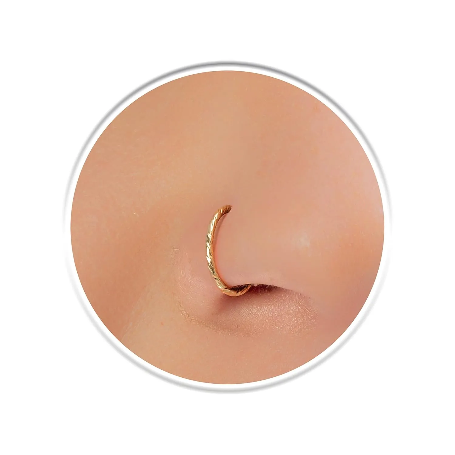 Fake Nose Ring Clip Hammered Gold - 20 Gauge Faux Nose Ring No Piercing Needed - Fake Nose Jewelry