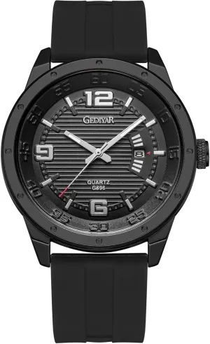 Fashion Analog Watch for Men, Waterproof Quartz Watch with Silicone Band, Unique Design Mens Military Army Sports Calendar Date Big Large Face Wrist Watch