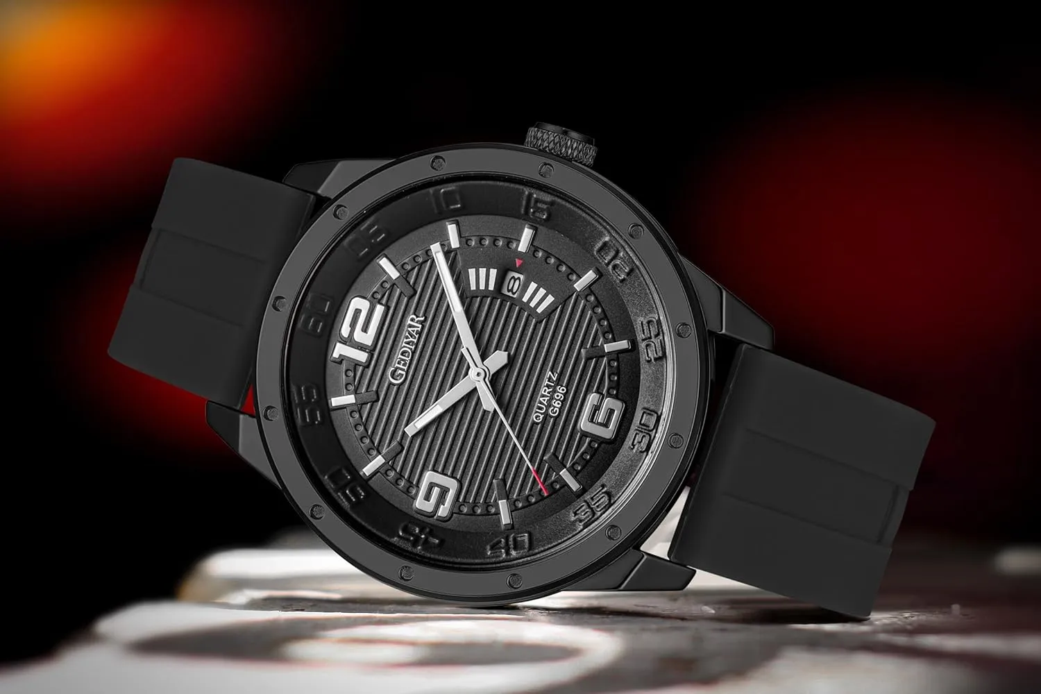 Fashion Analog Watch for Men, Waterproof Quartz Watch with Silicone Band, Unique Design Mens Military Army Sports Calendar Date Big Large Face Wrist Watch