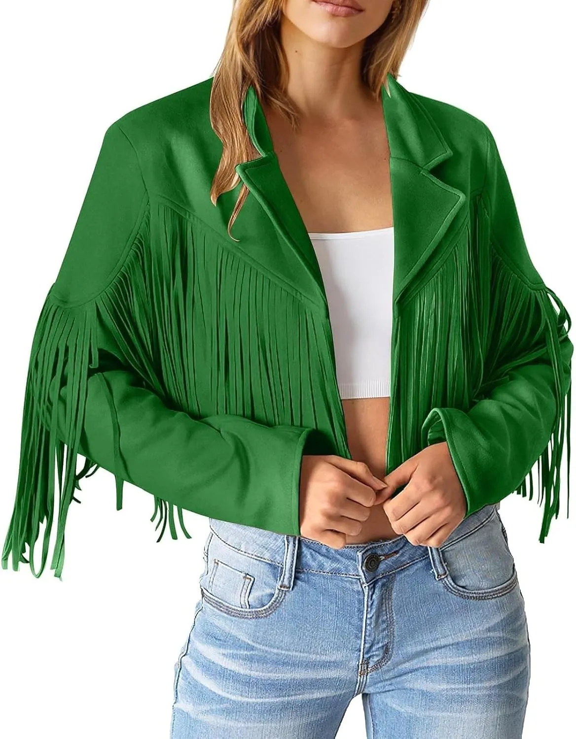 Faux Leather Jackets for Women 2025 Fashion Moto Biker Jacket Fall Winter Fringe Cowboy Cropped Jacket Cool Cardigan