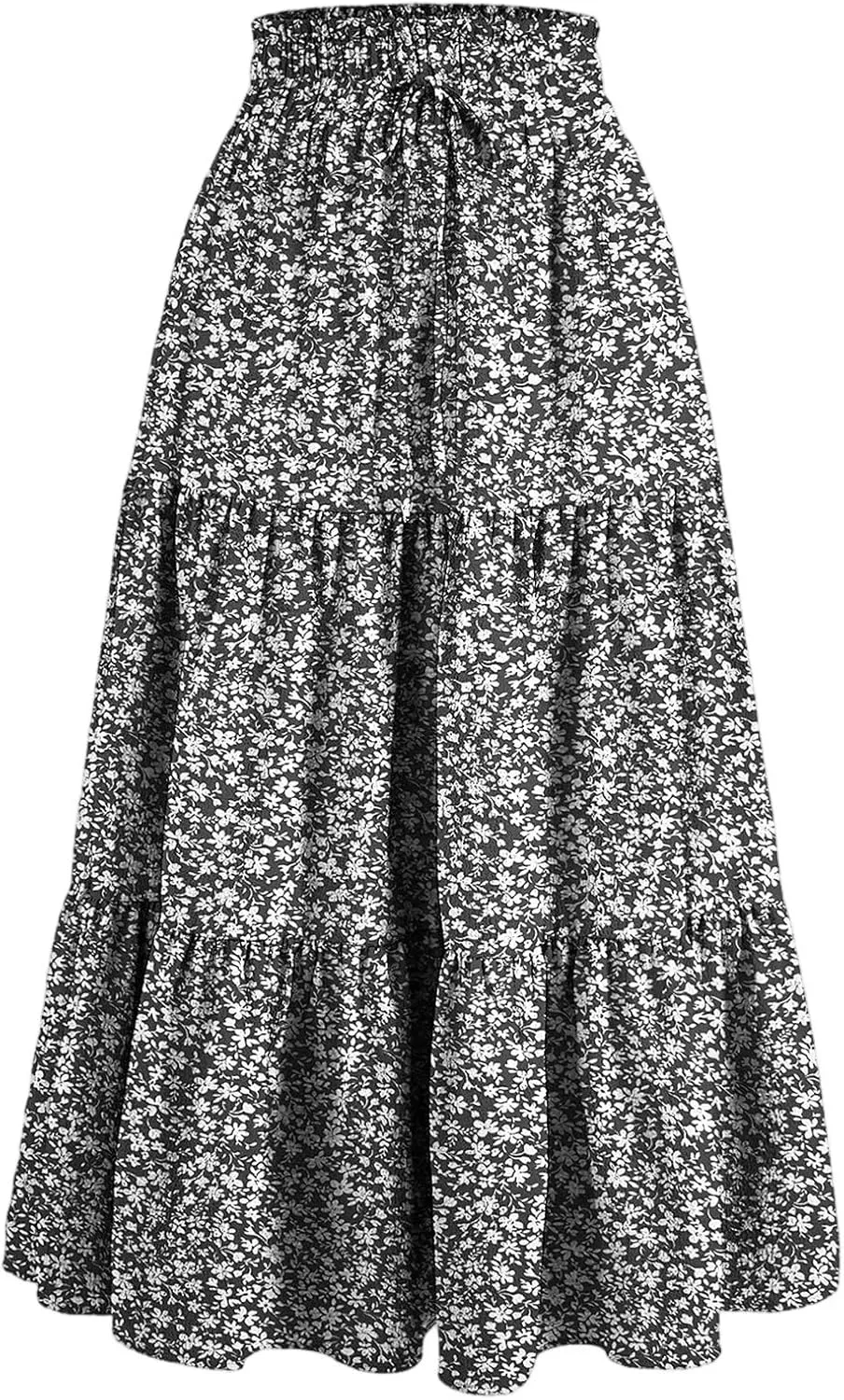 Floral Maxi Skirts for Women 2025 Summer Comfy Tiered Elastic High Waisted Vacation A-Line Flowy Swing Long Skirts