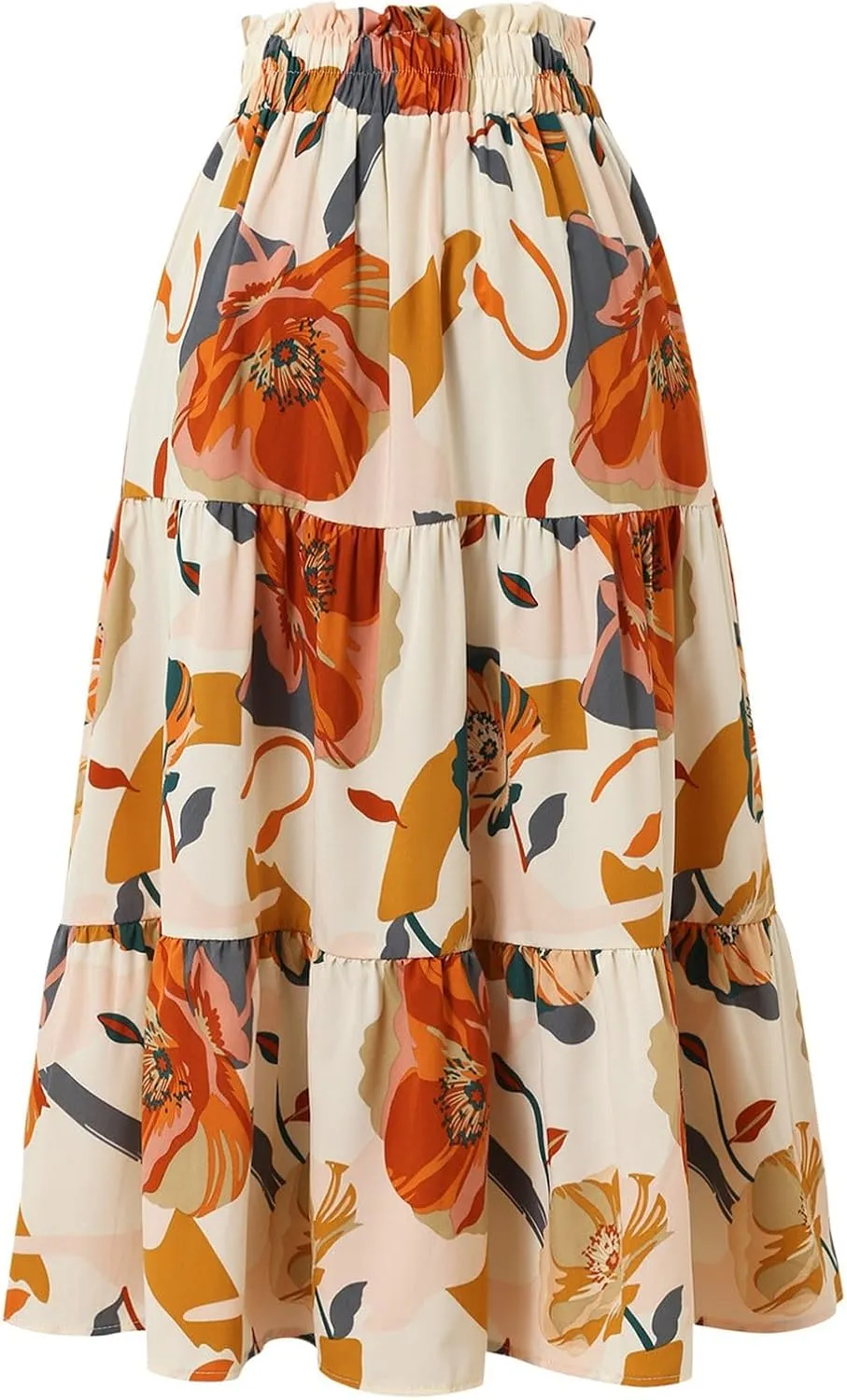 Floral Maxi Skirts for Women Maxi Spring Flowy Boho Comfy Tiered Western Skirt Boho