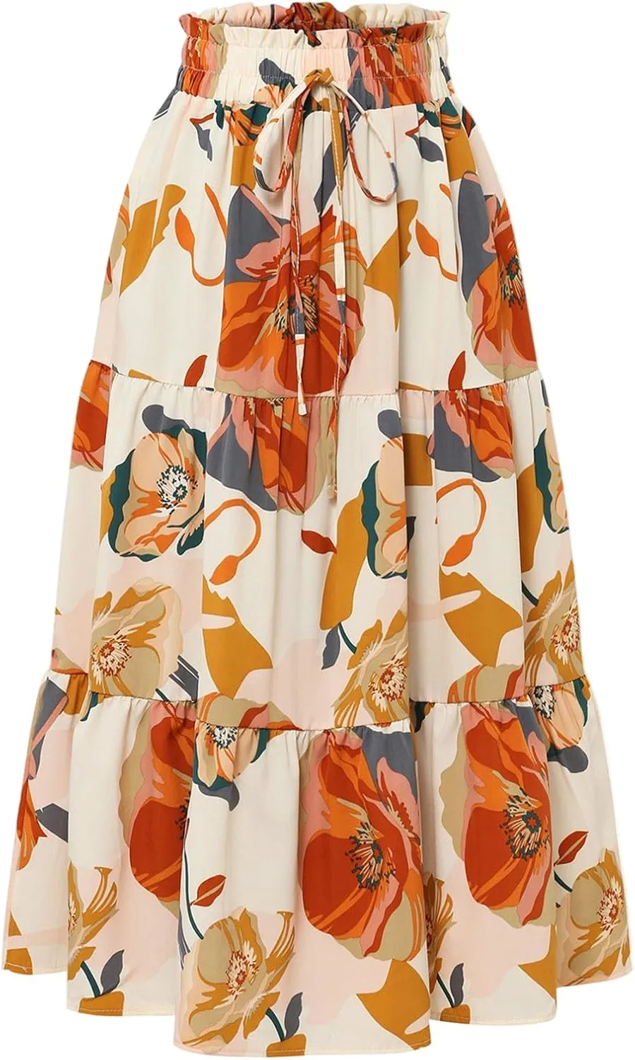 Floral Maxi Skirts for Women Maxi Spring Flowy Boho Comfy Tiered Western Skirt Boho