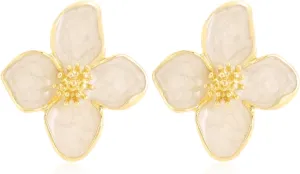 Flower Stud Earrings, Dainty Small Floral Earrings S925 Sterling Silver Post Fashion Metal Pearl Flower Earrings Statement Chunky Flower Earrings Vintage Trendy Summer Earrings For Women