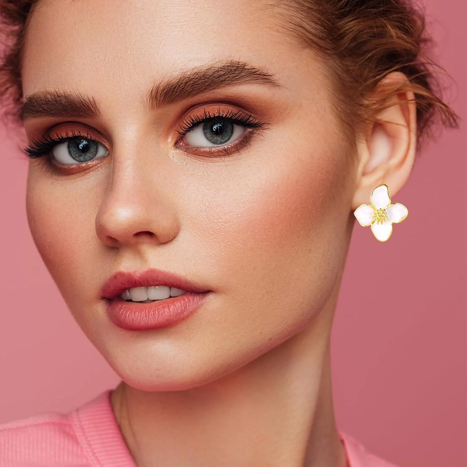 Flower Stud Earrings, Dainty Small Floral Earrings S925 Sterling Silver Post Fashion Metal Pearl Flower Earrings Statement Chunky Flower Earrings Vintage Trendy Summer Earrings For Women