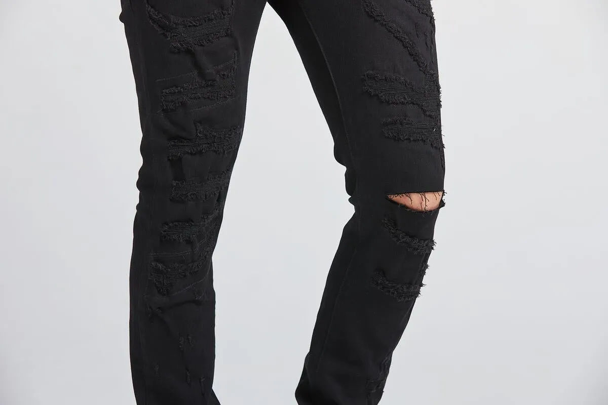 Foreign Local 'Heavy Rips & Repair' Denim (Jet Black) FL-2211