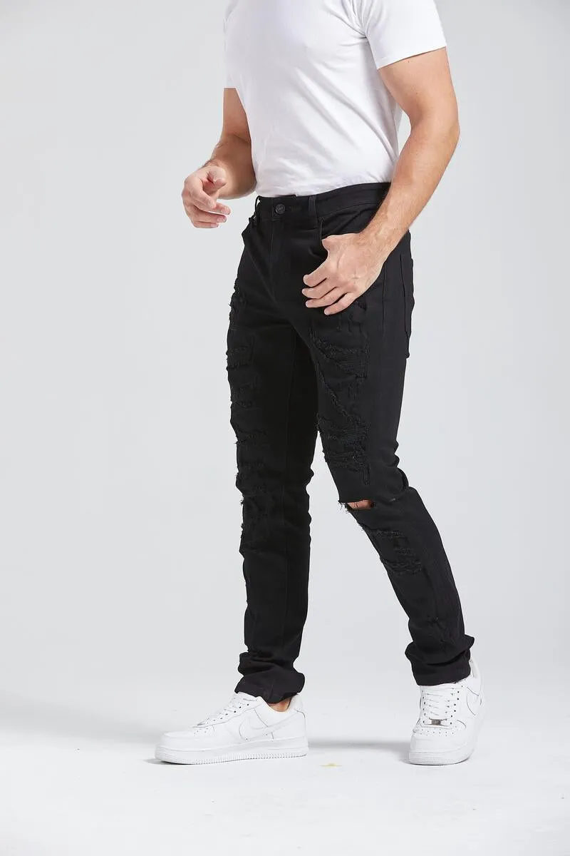 Foreign Local 'Heavy Rips & Repair' Denim (Jet Black) FL-2211