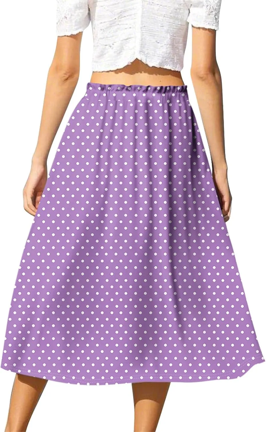 Formal Skirts for Women Summer Drawstring Elastic High Waisted Midi Skirt Boho A Line Pleated Calf Length Skirt