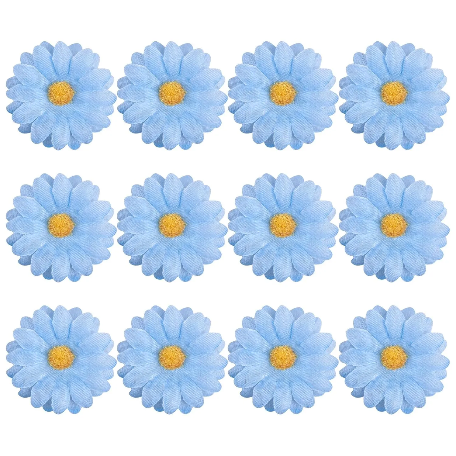 Framendino, 12 Pack Blue Daisy Clip Flower Clips Small Sunflower Hairpins Bridal Accessories for Women Girls Beach Wedding Decor