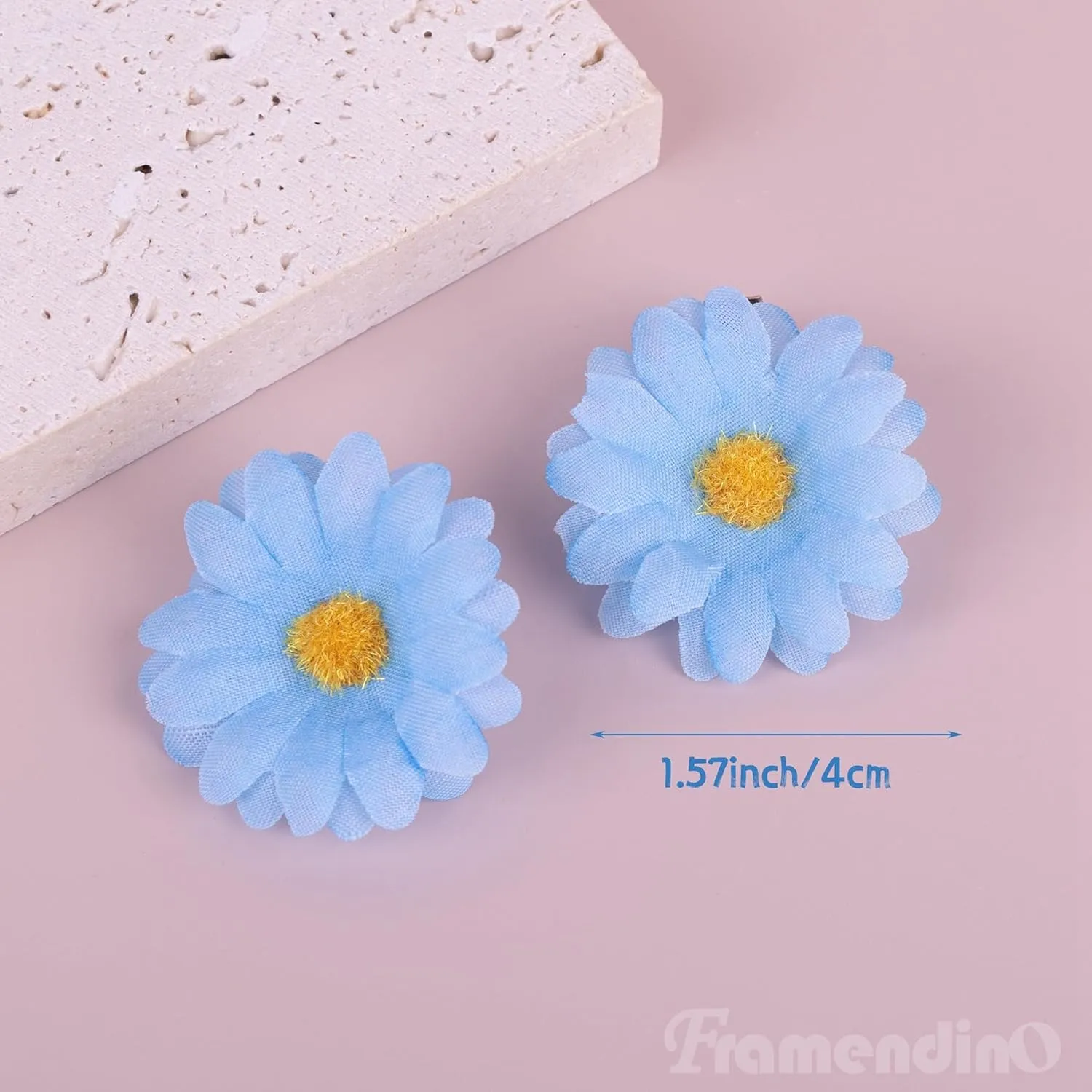 Framendino, 12 Pack Blue Daisy Clip Flower Clips Small Sunflower Hairpins Bridal Accessories for Women Girls Beach Wedding Decor