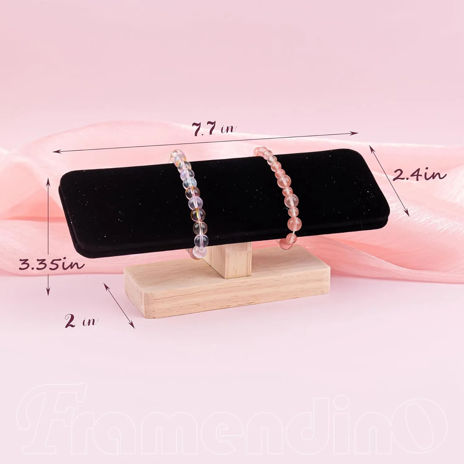Framendino, Wooden Watch Display Stand T-Bar Jewelry Organizer Holder for Men Women (Black)