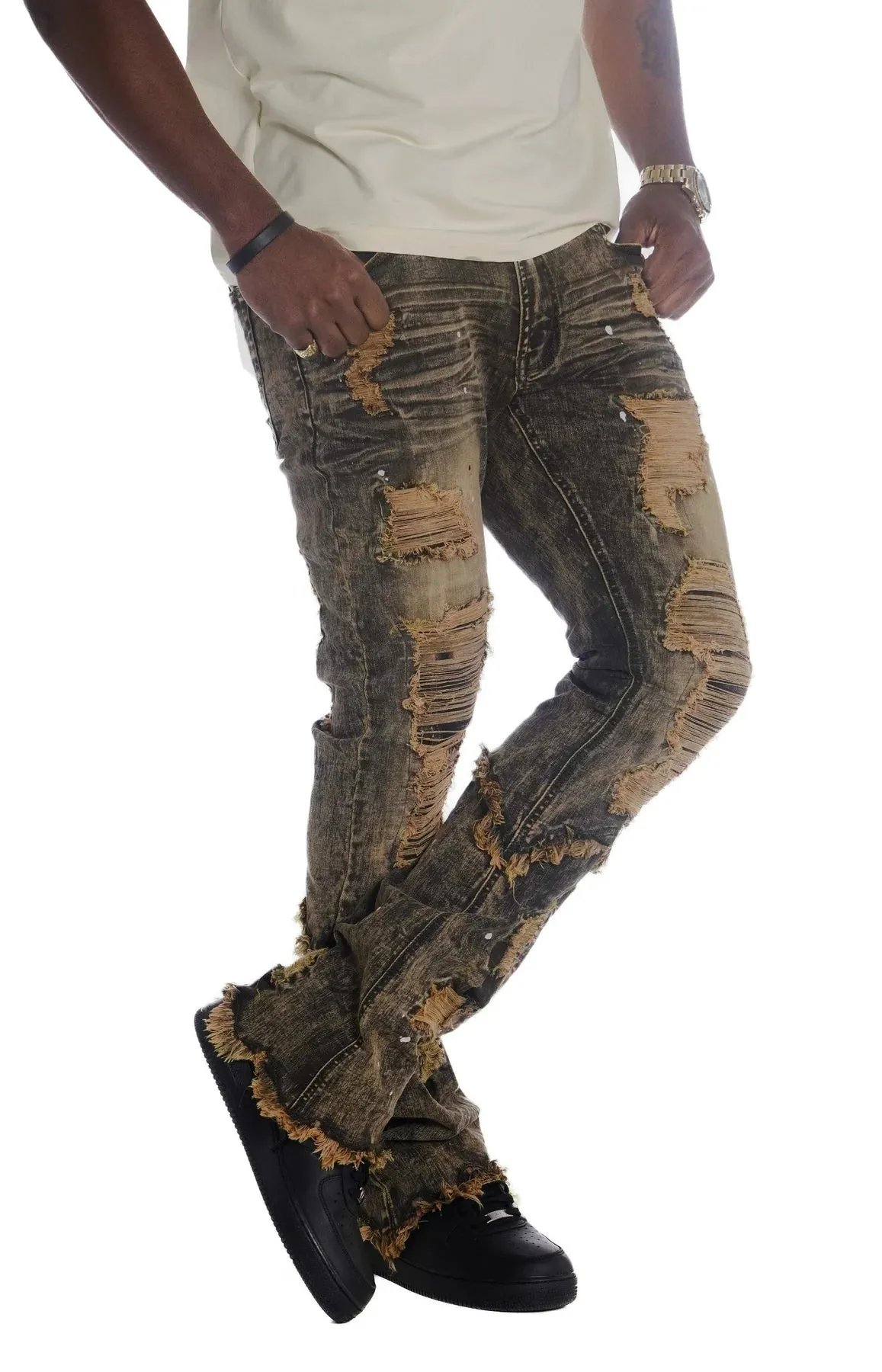 Frost Originals 'Rogue' Stacked Denim (Olive) F1788
