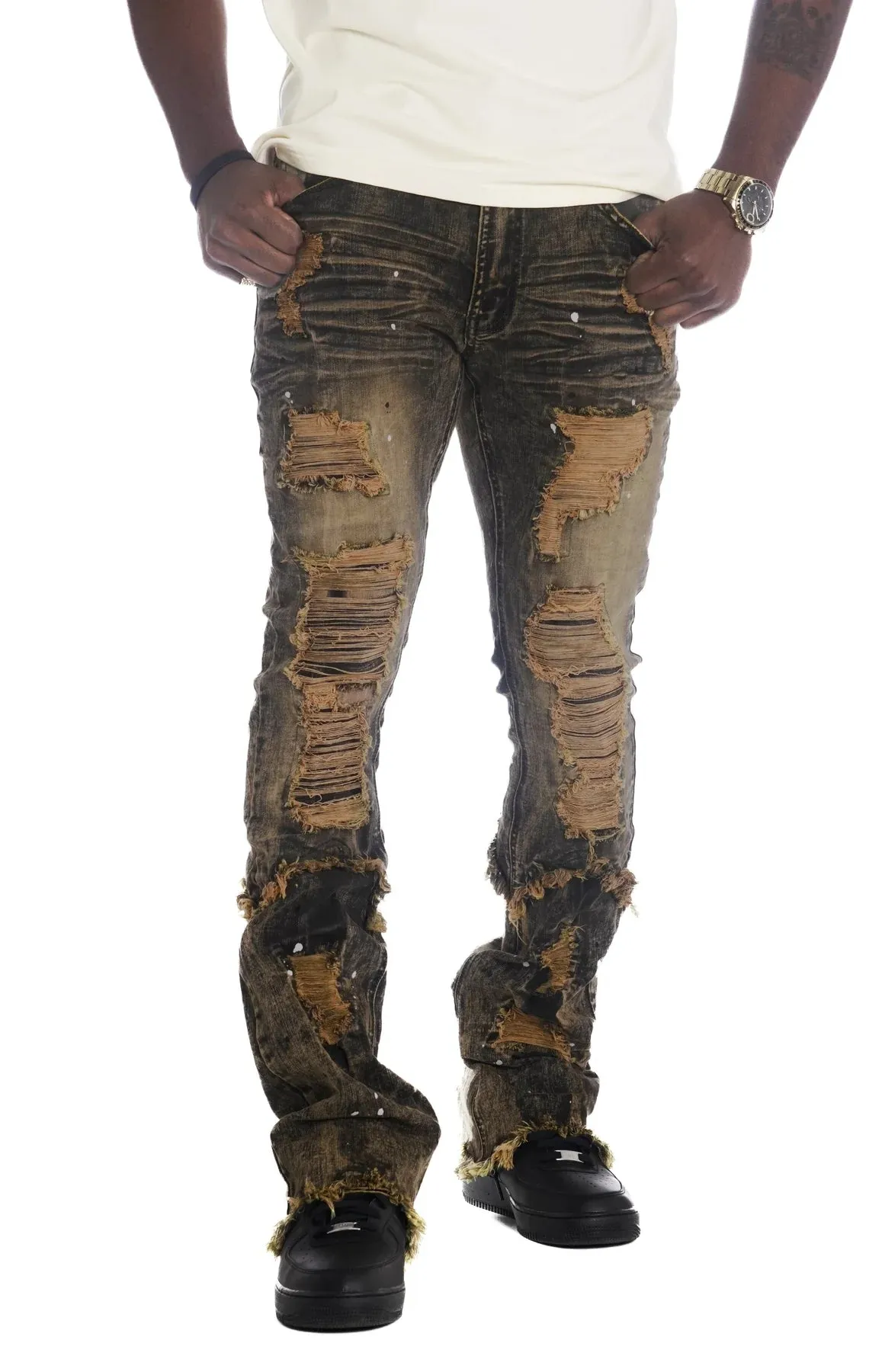Frost Originals 'Rogue' Stacked Denim (Olive) F1788