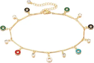 FUNEIA Gold Ankle Bracelets for Women 14K Gold Plated Anklet for Women Daisy Moon Star Evil Eye Anklet Boho Beach Foot Chain Adjustable Dainty Foot Jewelry