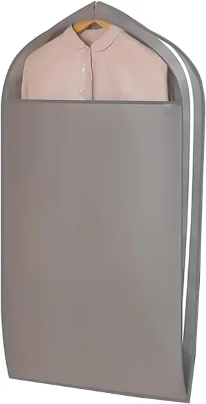 Garment Bag for Closet Storage, Non-woven Fabrics Suit Bags with PVC Transparent Window, Suitable for Thick Fur Clothing(Gray,60x11x90cm/24x4x35in)