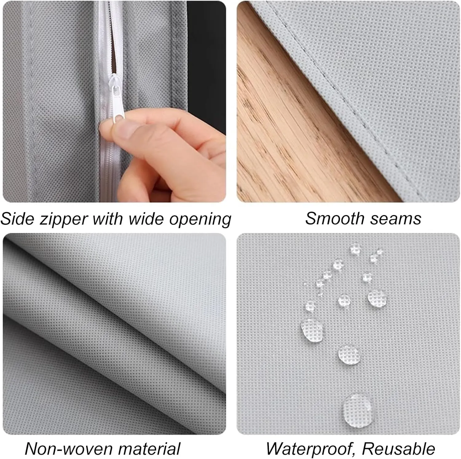 Garment Bag for Closet Storage, Non-woven Fabrics Suit Bags with PVC Transparent Window, Suitable for Thick Fur Clothing(Gray,60x11x90cm/24x4x35in)