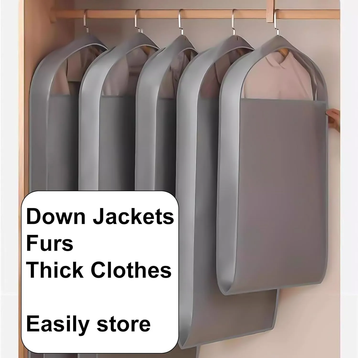 Garment Bag for Closet Storage, Non-woven Fabrics Suit Bags with PVC Transparent Window, Suitable for Thick Fur Clothing(Gray,60x11x90cm/24x4x35in)