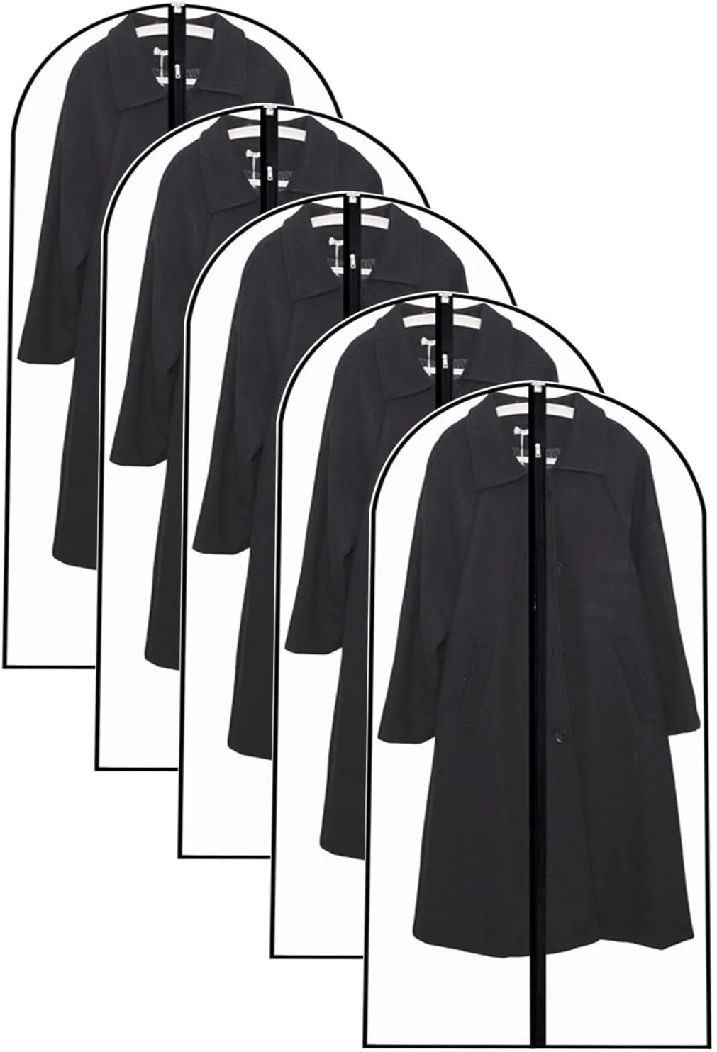 Garment Bags for Hanging Clothes, Clothes Cover, Extended Length with Zipper, Suitable for Coats, Jackets, Shirts