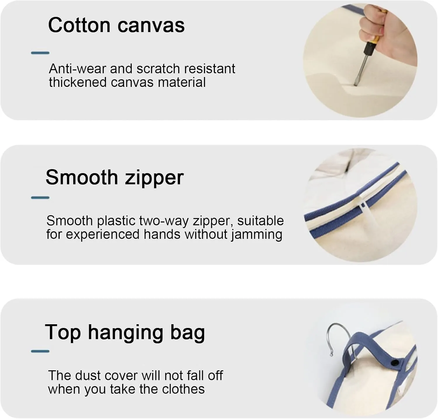 Garment Bags, Suit Bag, Made of Cotton Canvas with Large Transparent Windows, Suitable for Down Jackets and Mink Coats(Blue,60x110cm x43in)