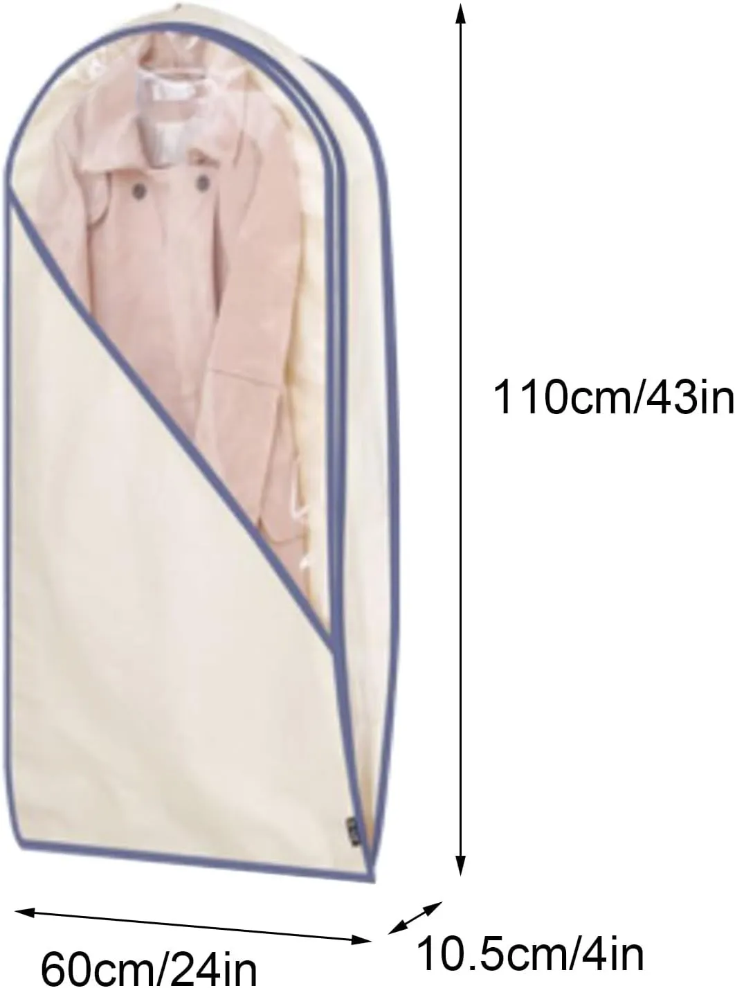 Garment Bags, Suit Bag, Made of Cotton Canvas with Large Transparent Windows, Suitable for Down Jackets and Mink Coats(Blue,60x110cm x43in)
